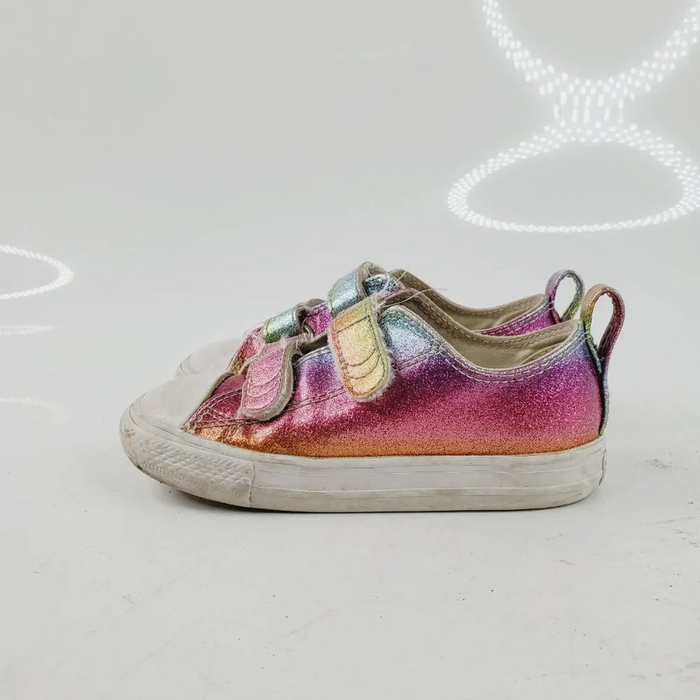 Converse Girl's Pink Rainbow 765533C Hook‎ & Loop Casual Sneaker Shoes Size 9